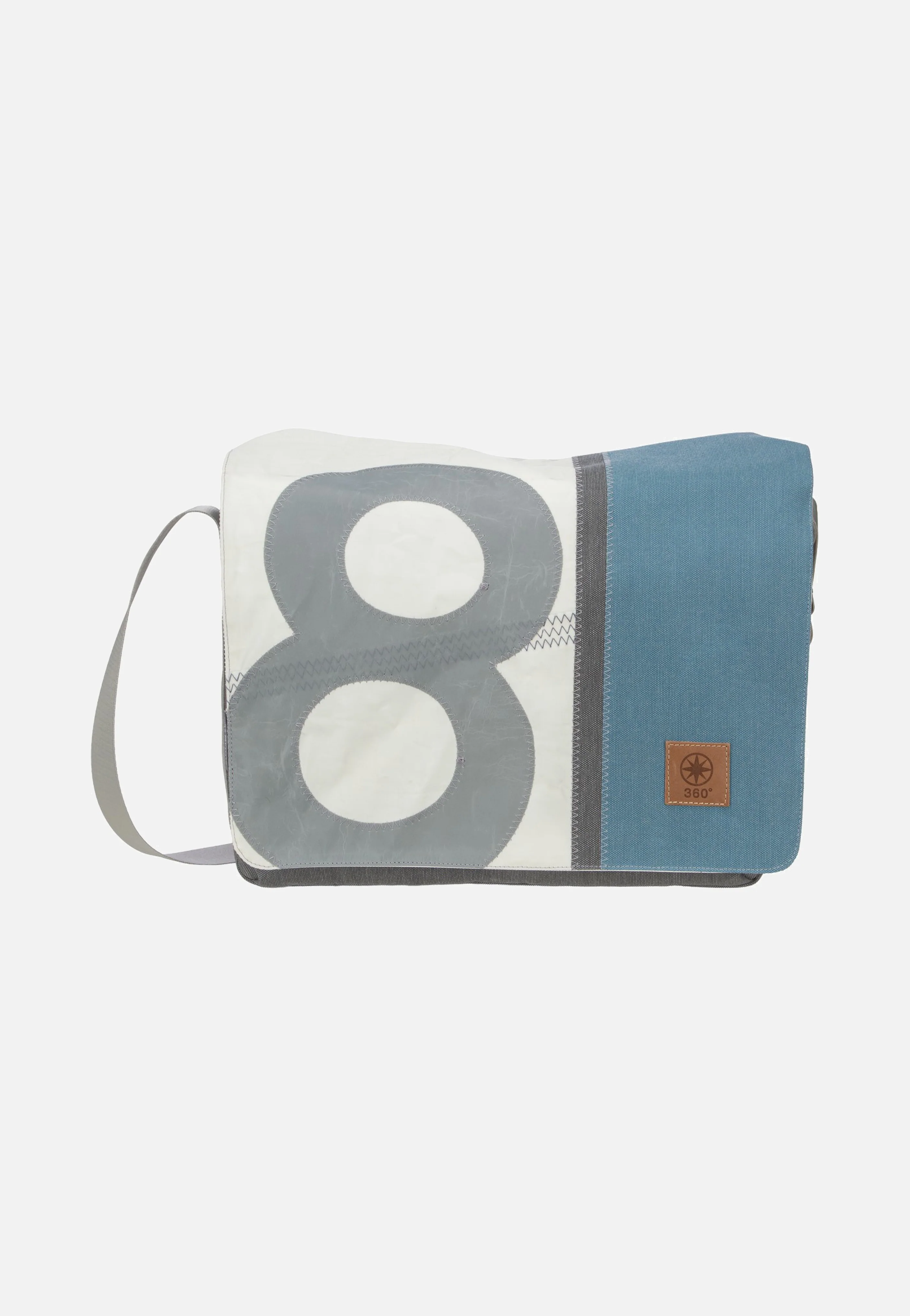 Barkasse Weiss/Petrol/Zahl Hellgrau - Messenger Bag - Image 2
