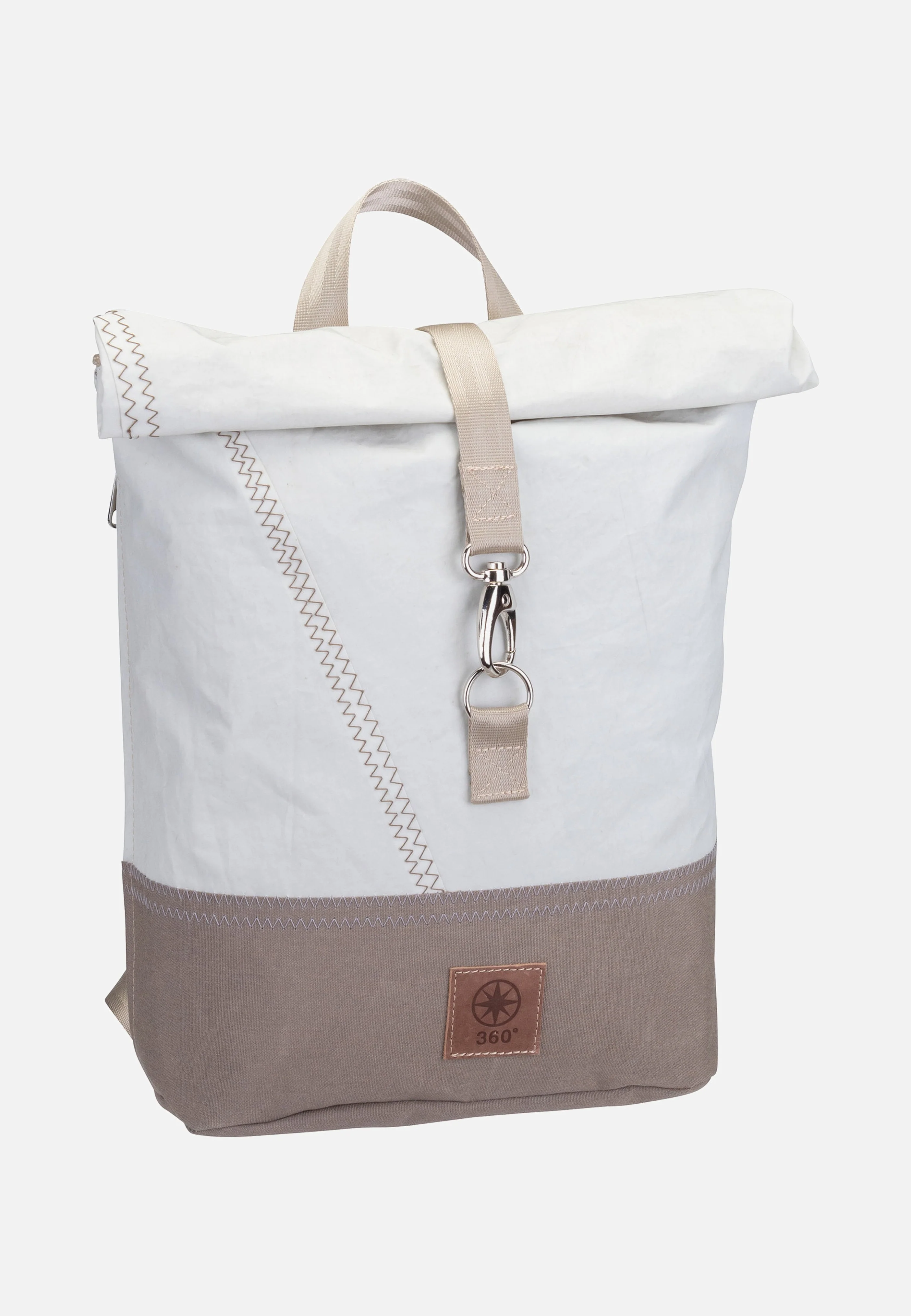 Möwe Weiß/Balken Persenning Taupe - Rucksack