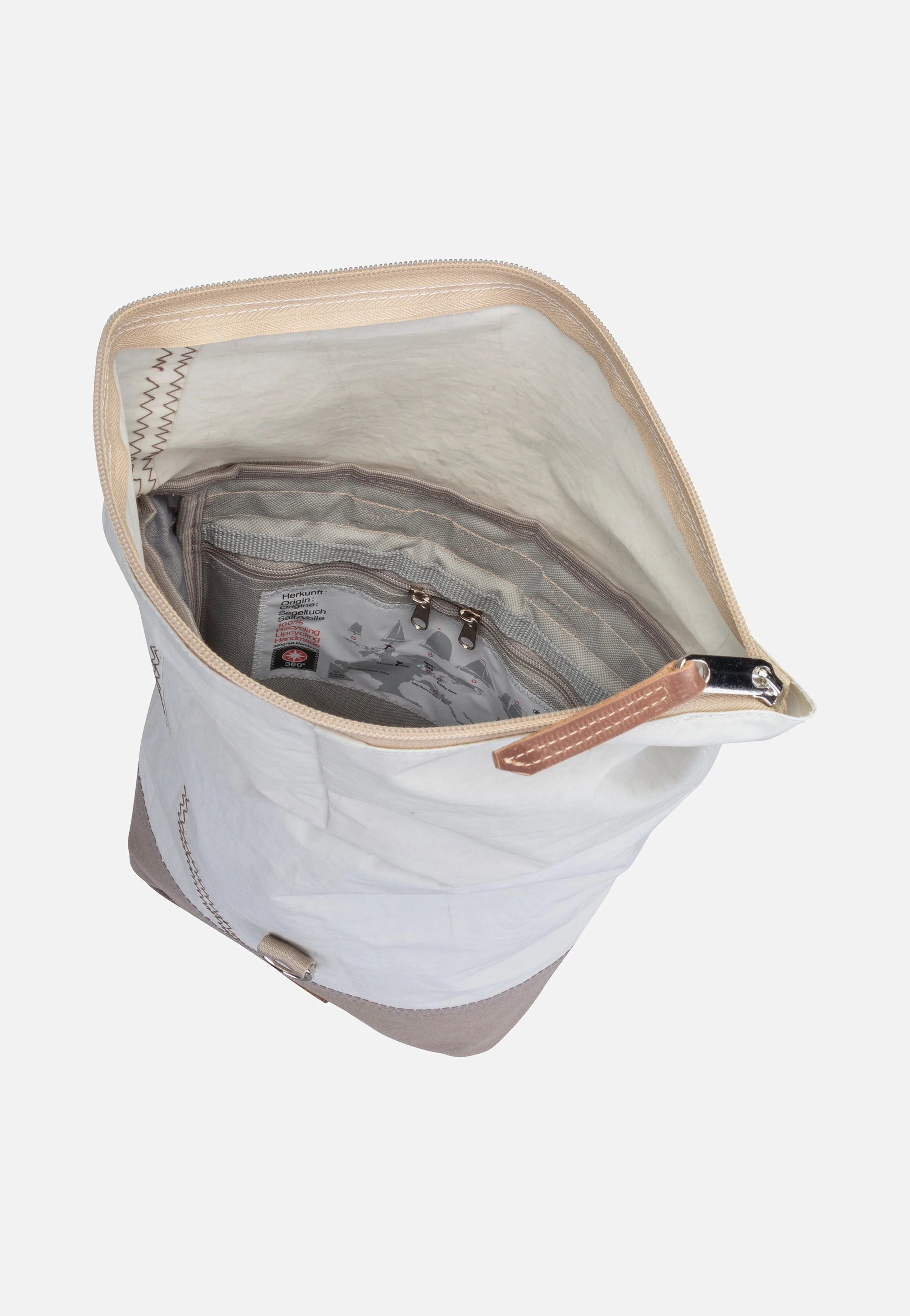 Möwe Weiß/Balken Persenning Taupe - Rucksack - Image 3