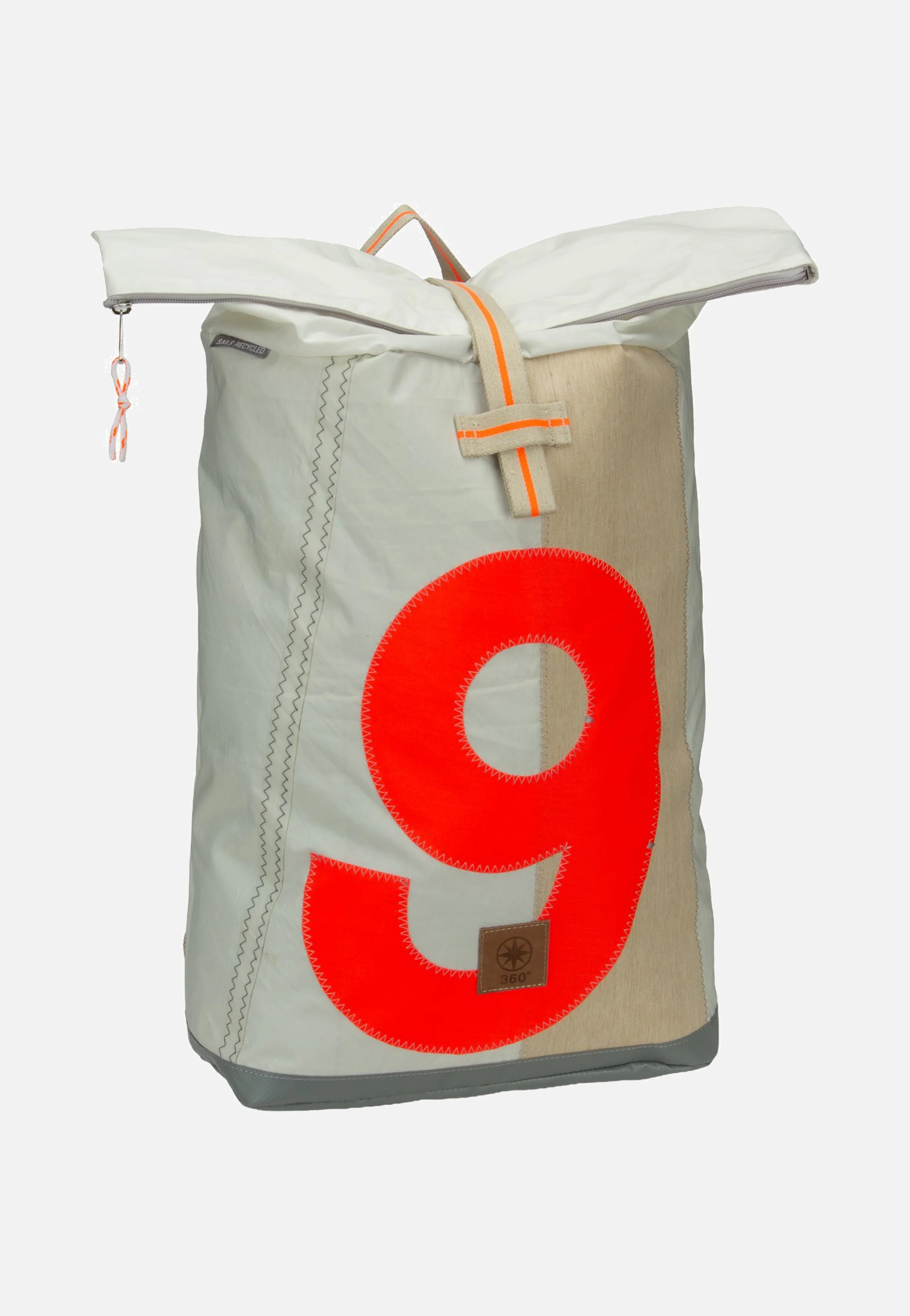Tide XL Weiss/Sand/Zahl Orange - Rolltop Rucksack