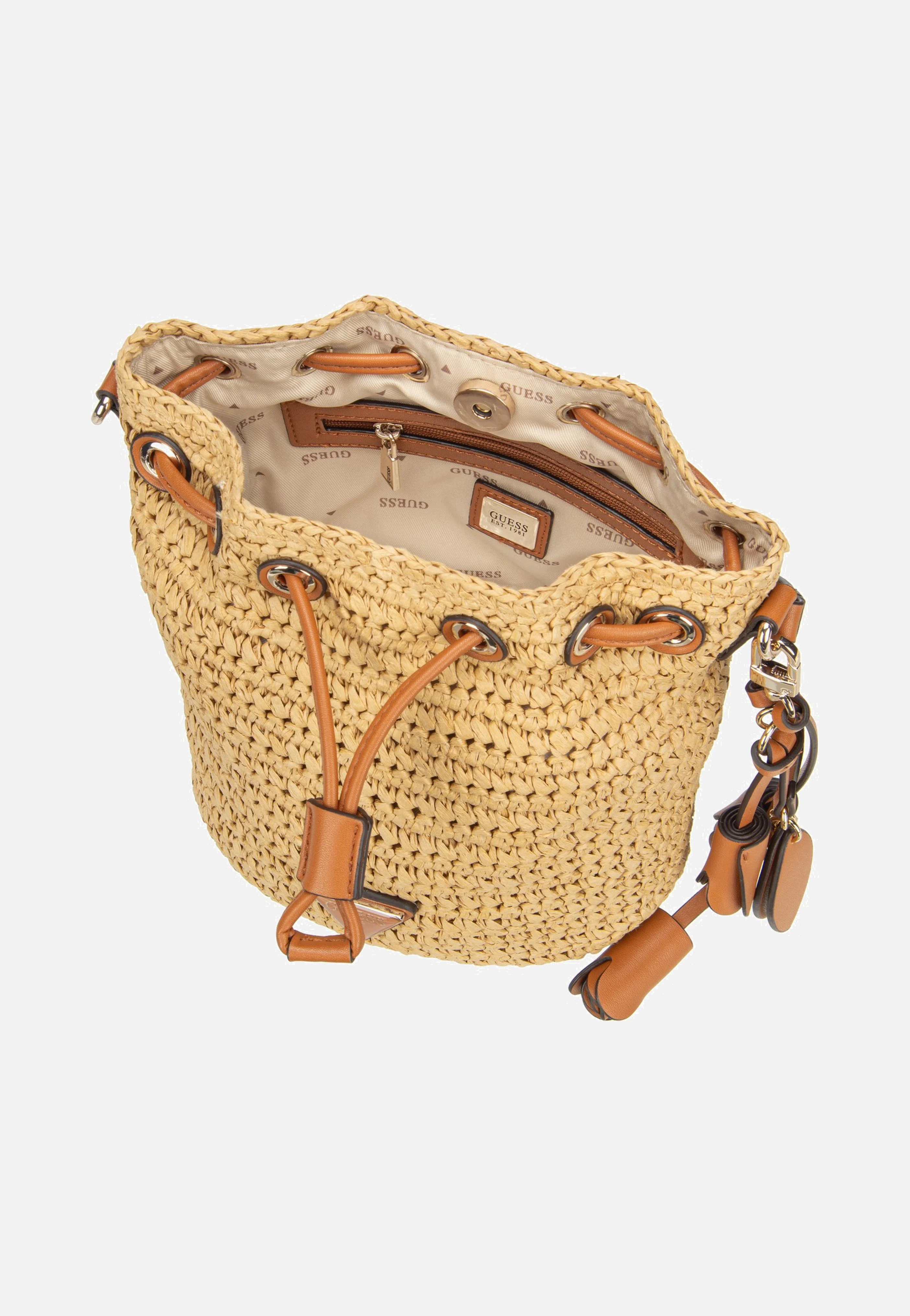 Ofelia Top Handle Bucket 23030 Natural/Cognac - Bucket Bag - Image 5