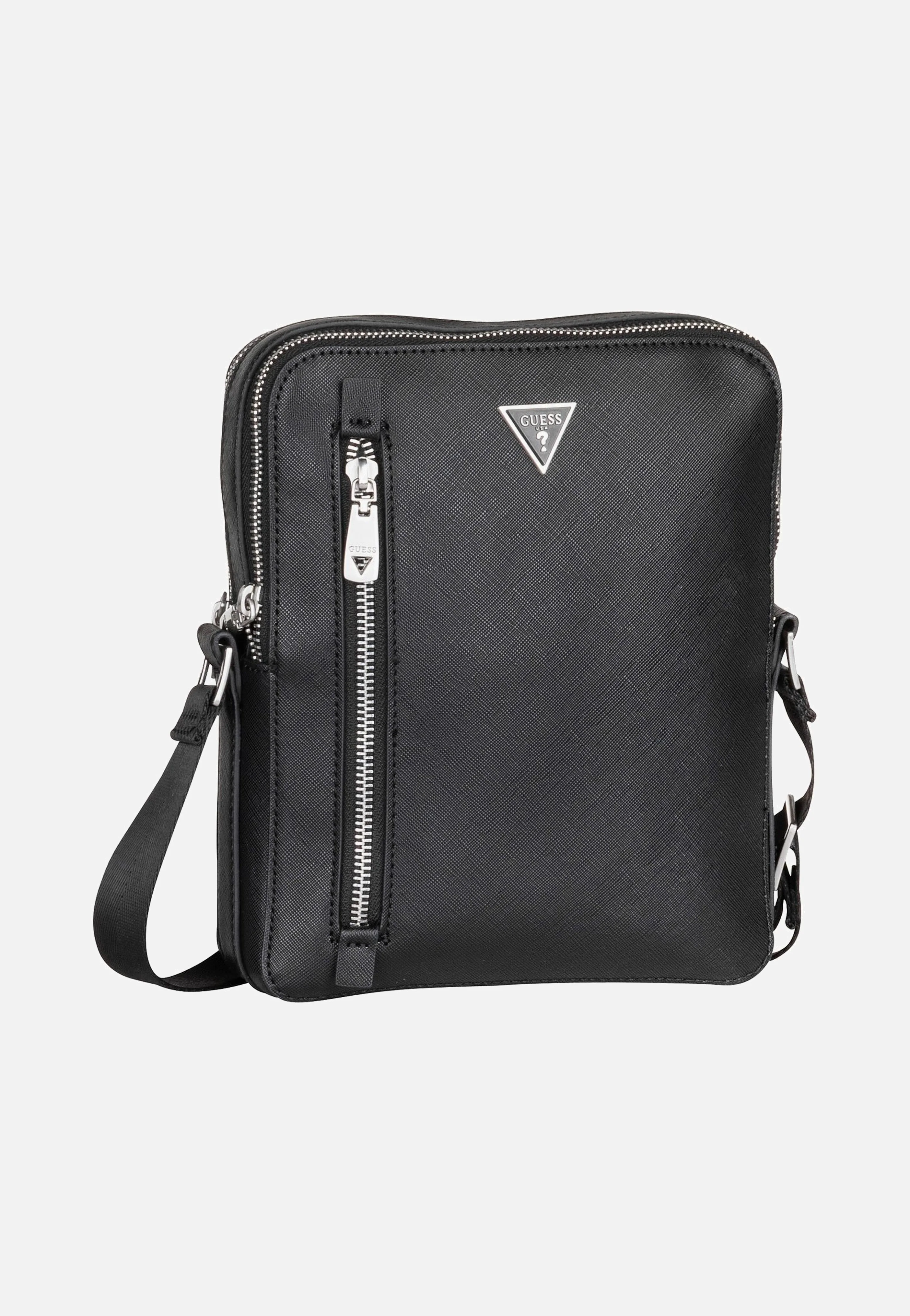 Torino Saffiano Eco Double Zip Black - Crossbody Bag