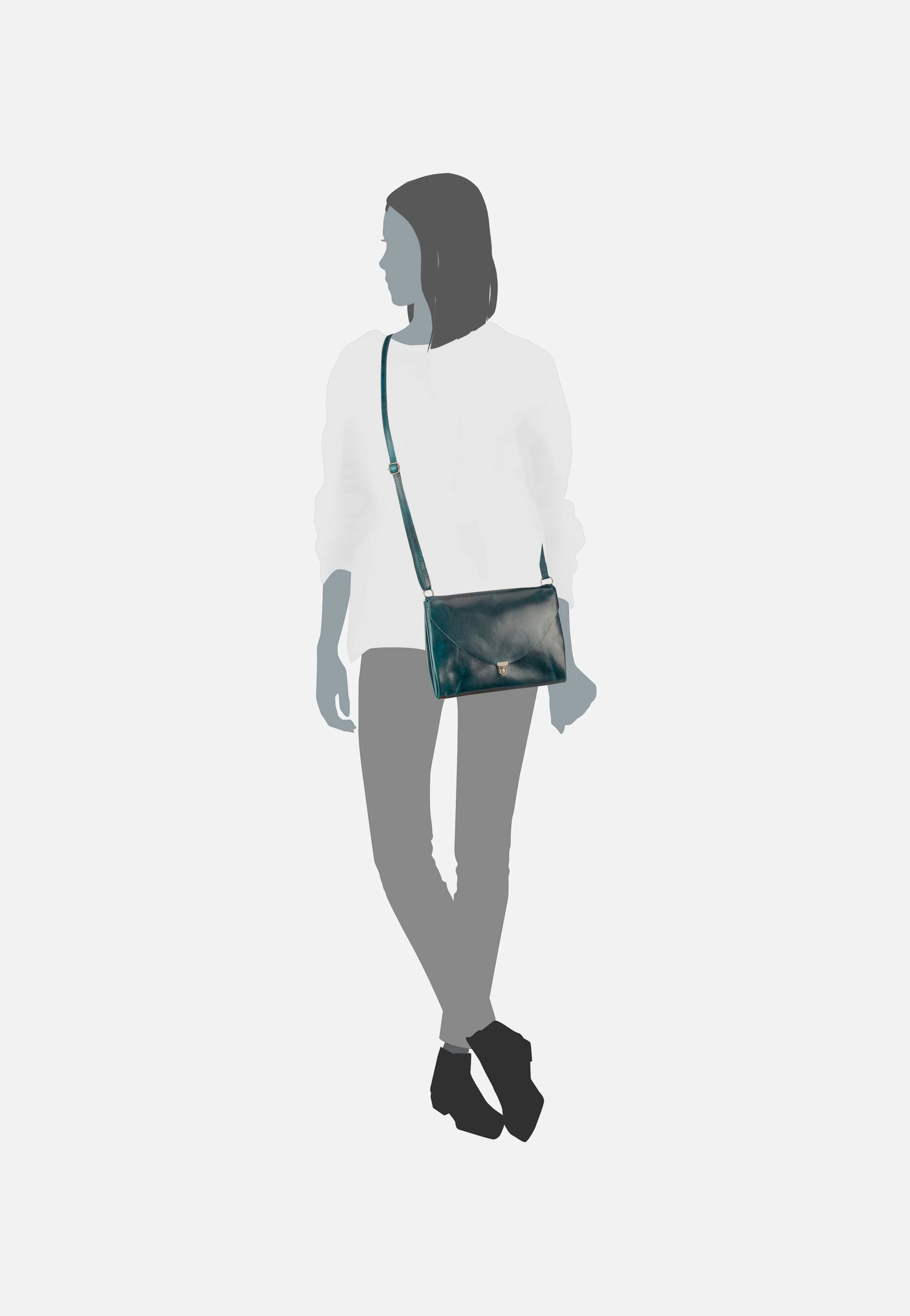 Fold Handbag Clutch L FO3 Petrol - Crossbody Bag - Image 5