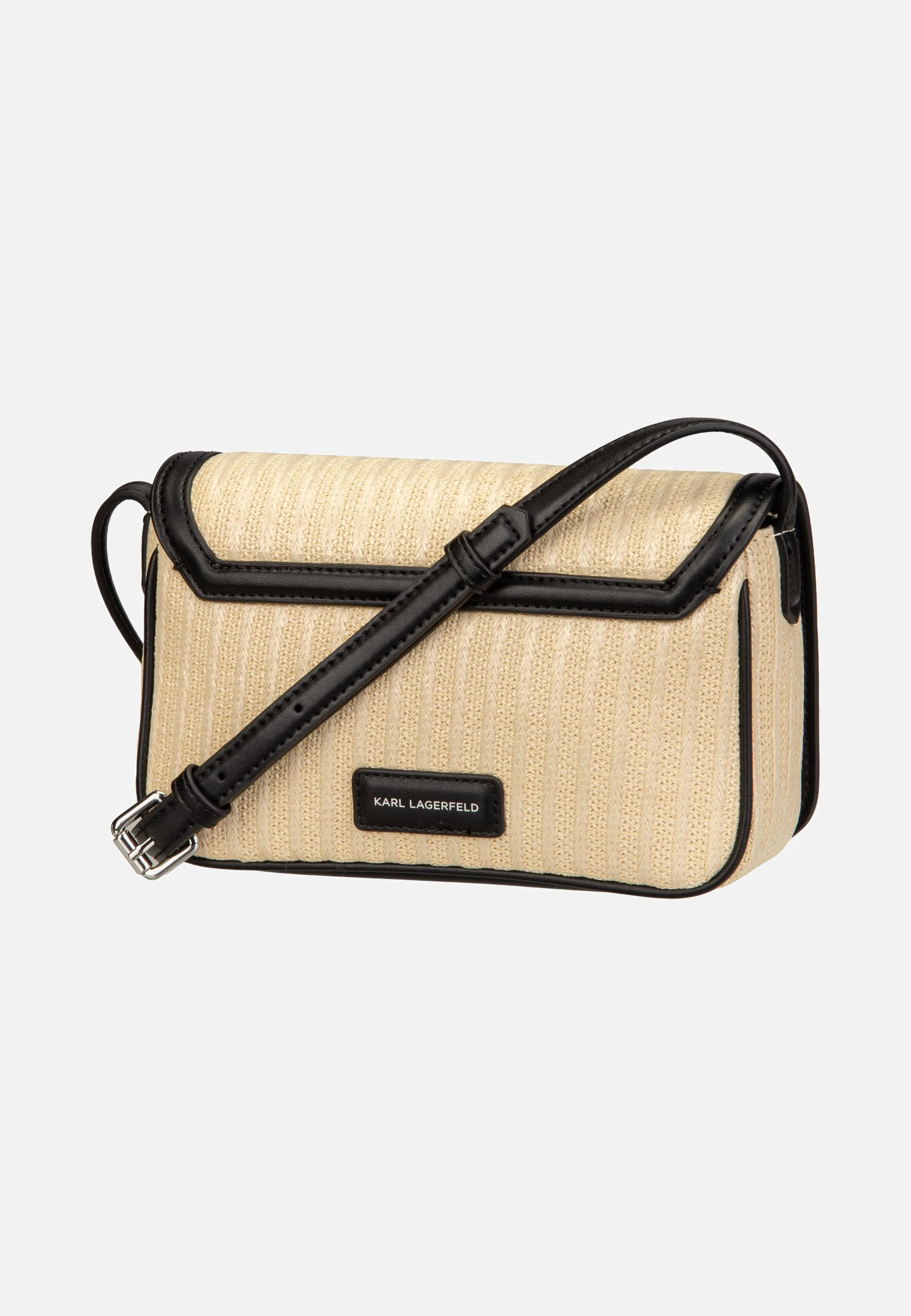 K/Signature Raffia Crossbody Natural/Black - Crossbody Bag - Image 3