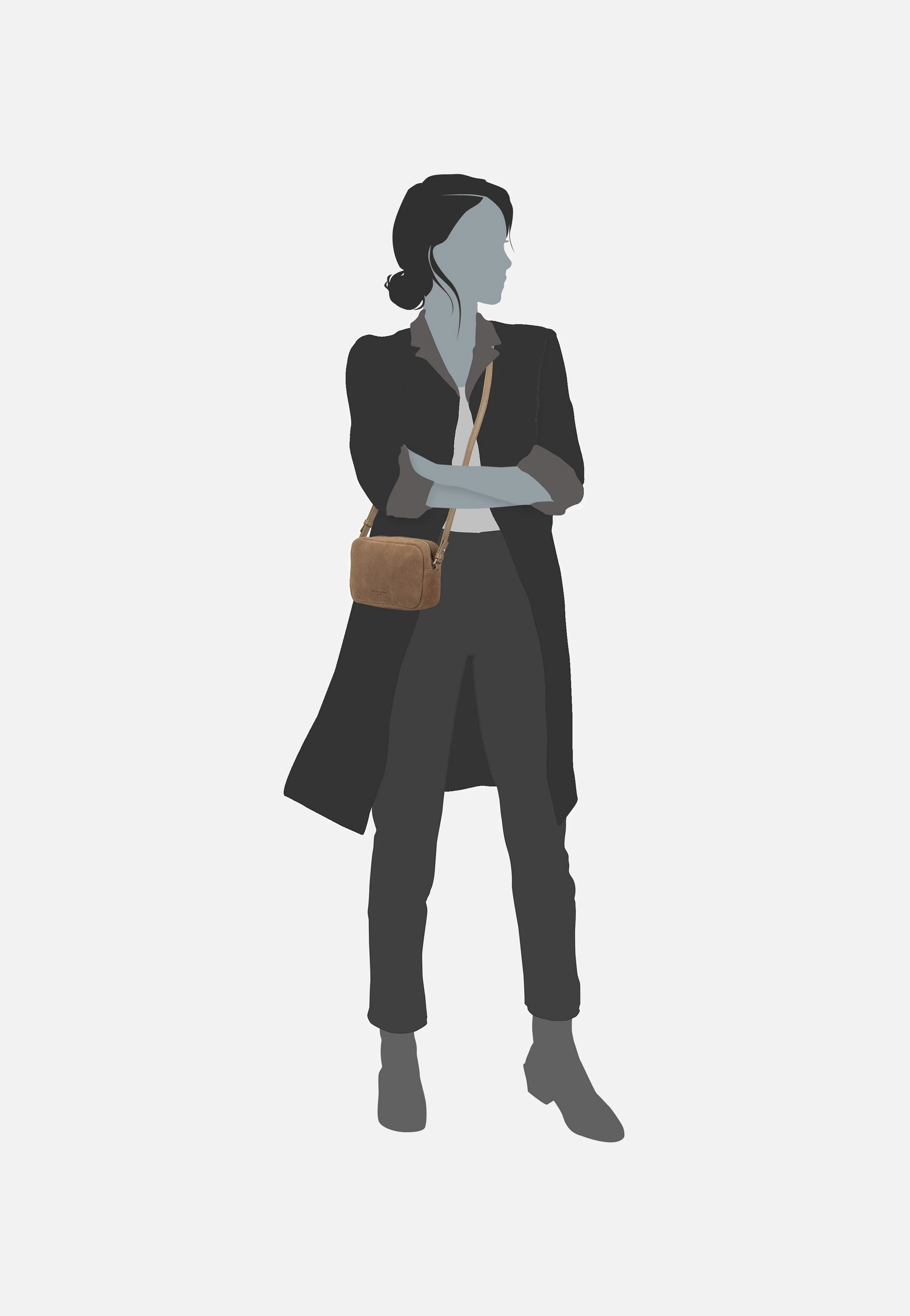 Ella Camera S Suede Neutral Gray - Crossbody Bag - Image 5