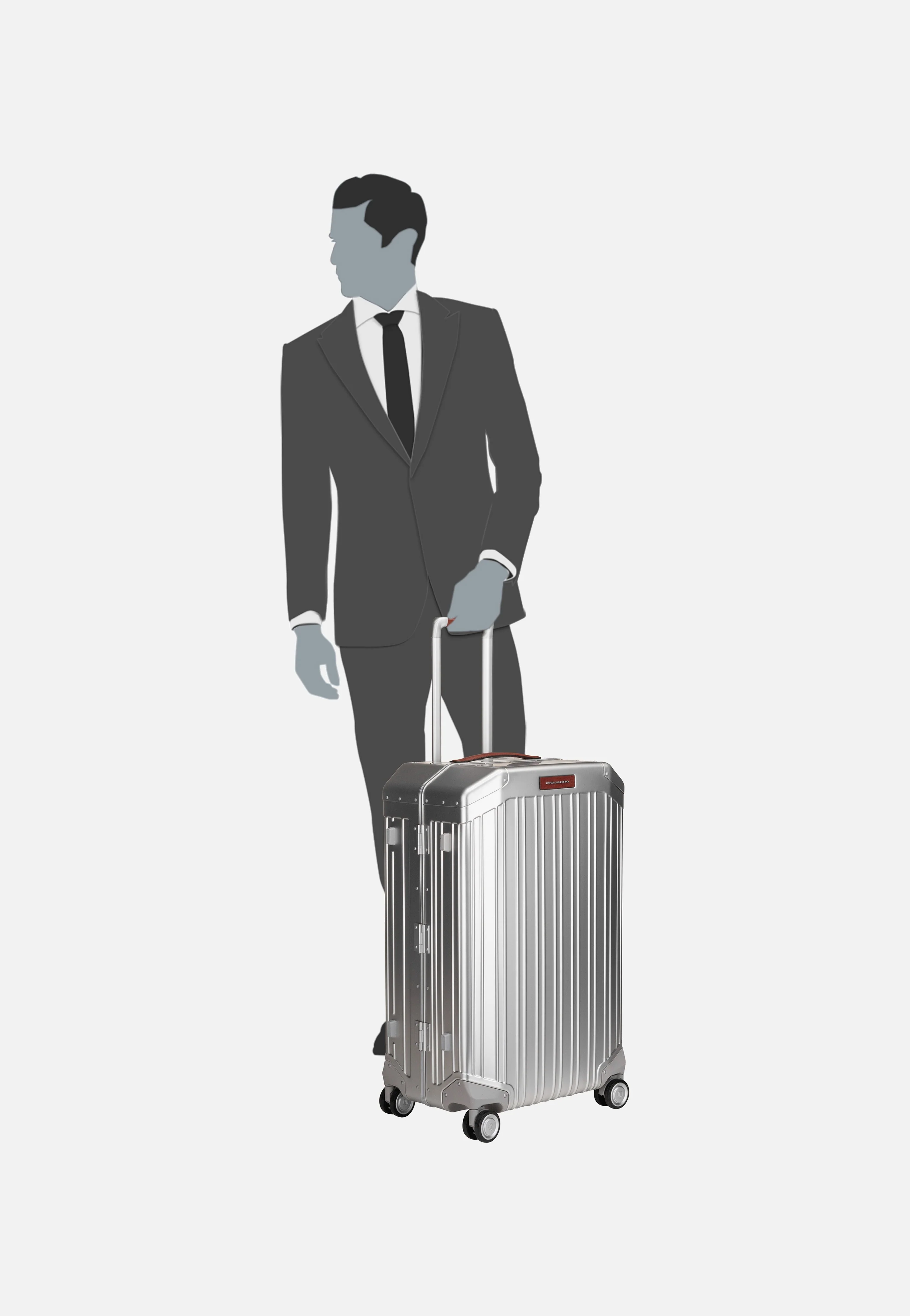 PQ Alu Medium Size Spinner Grigio-Cuoio - Koffer - Image 9