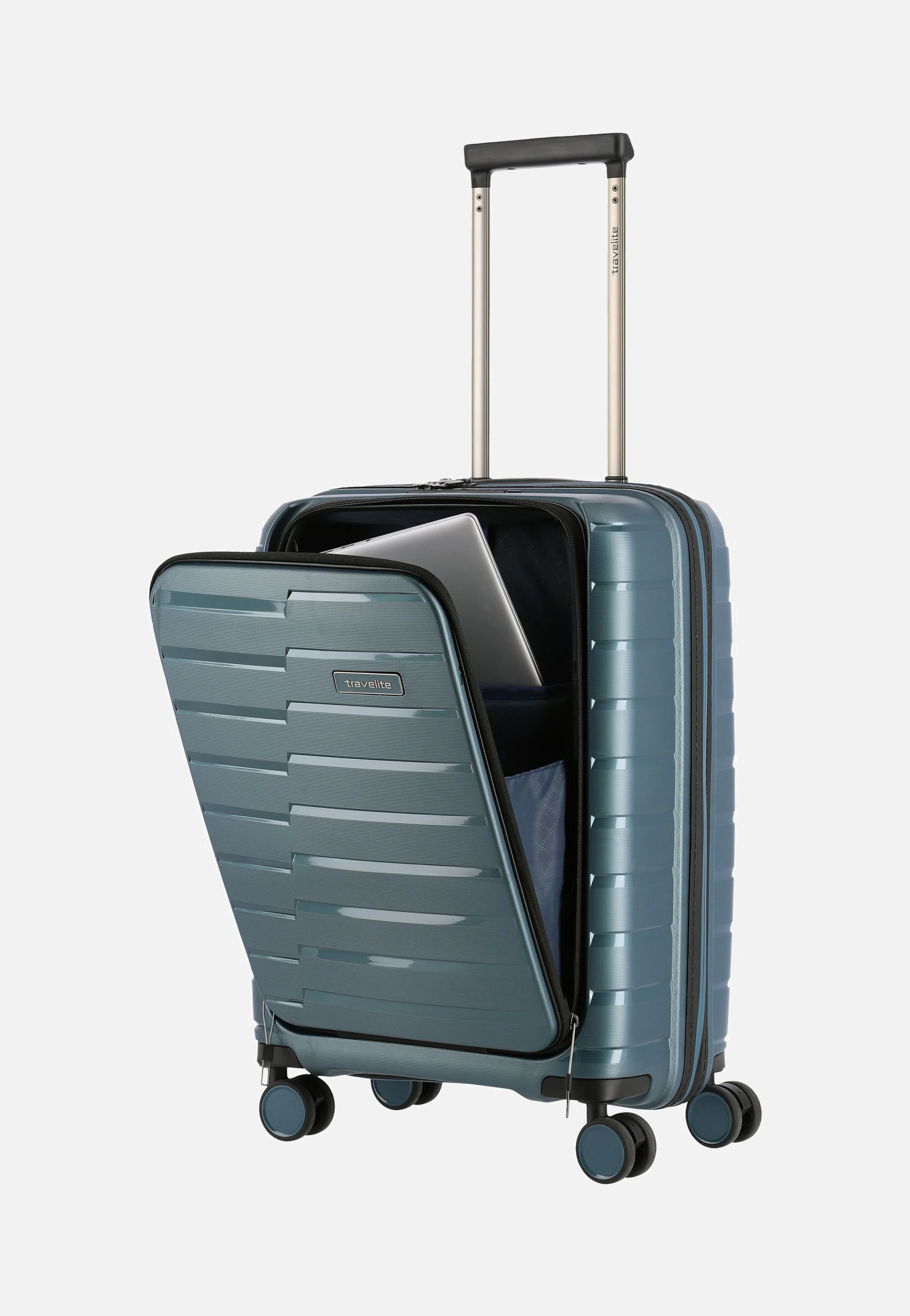 Air Base 4-Rad Trolley S Vortasche Eisblau - Koffer - Image 3